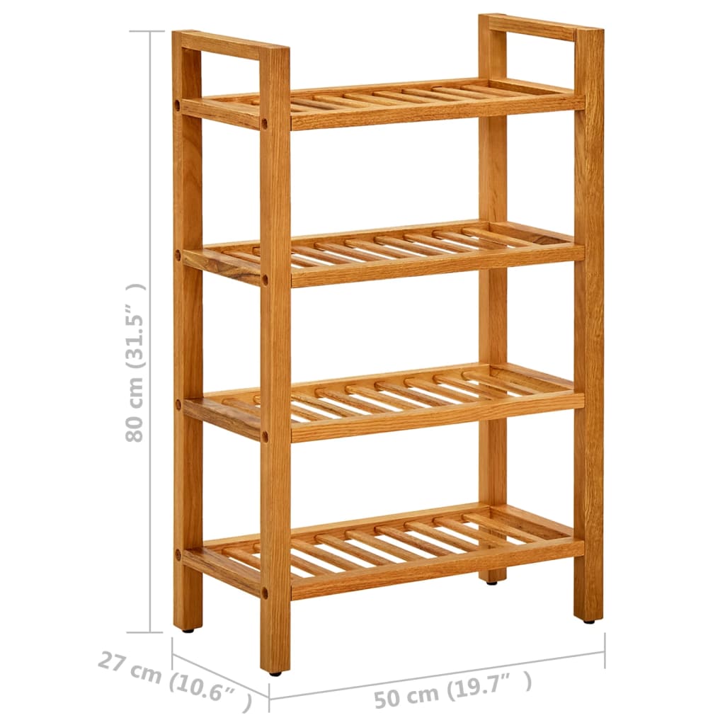 Schoenenrek met 4 schappen 50x27x80 cm massief eikenhout - AllerleiShop