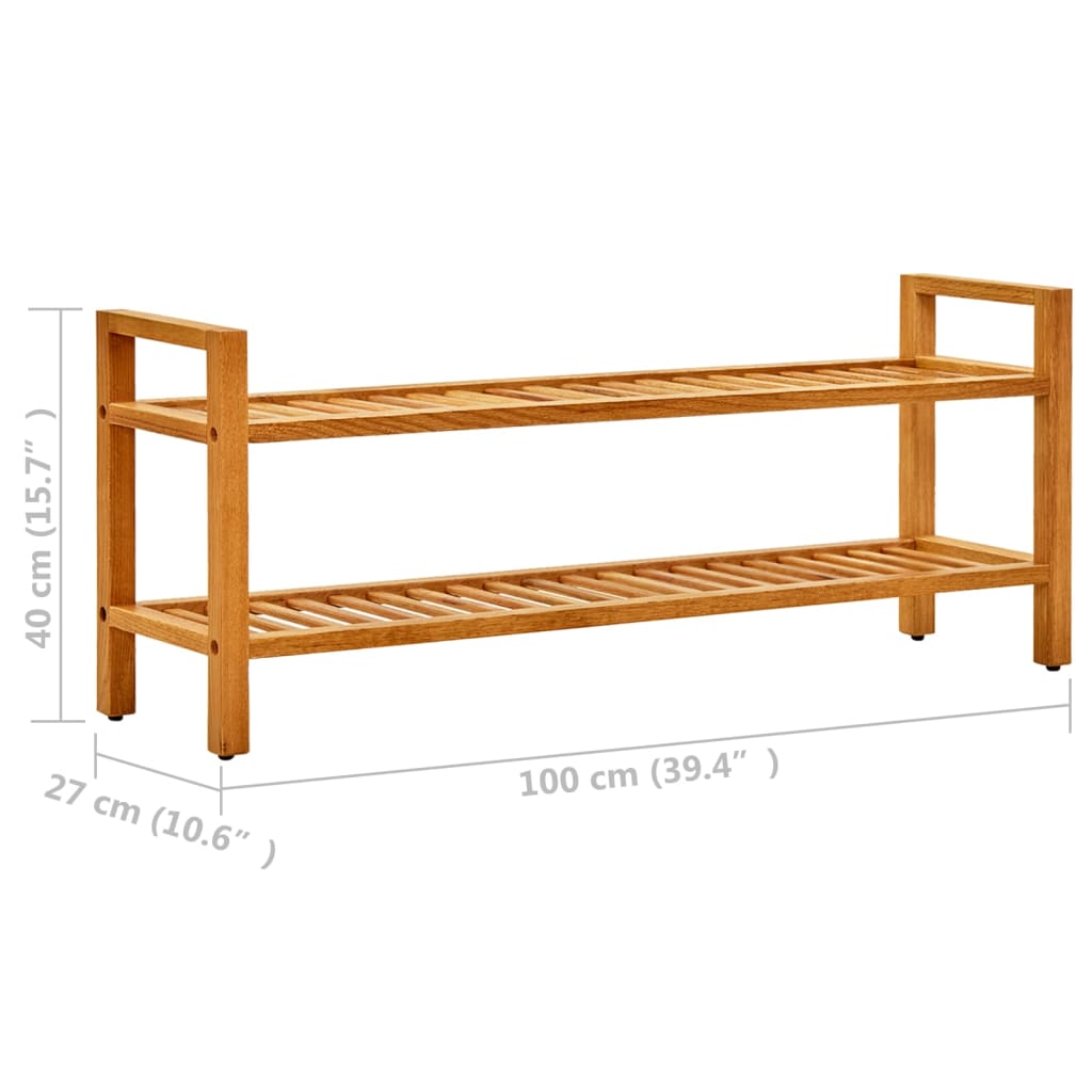 Schoenenrek met 2 schappen 100x27x40 cm massief eikenhout - AllerleiShop