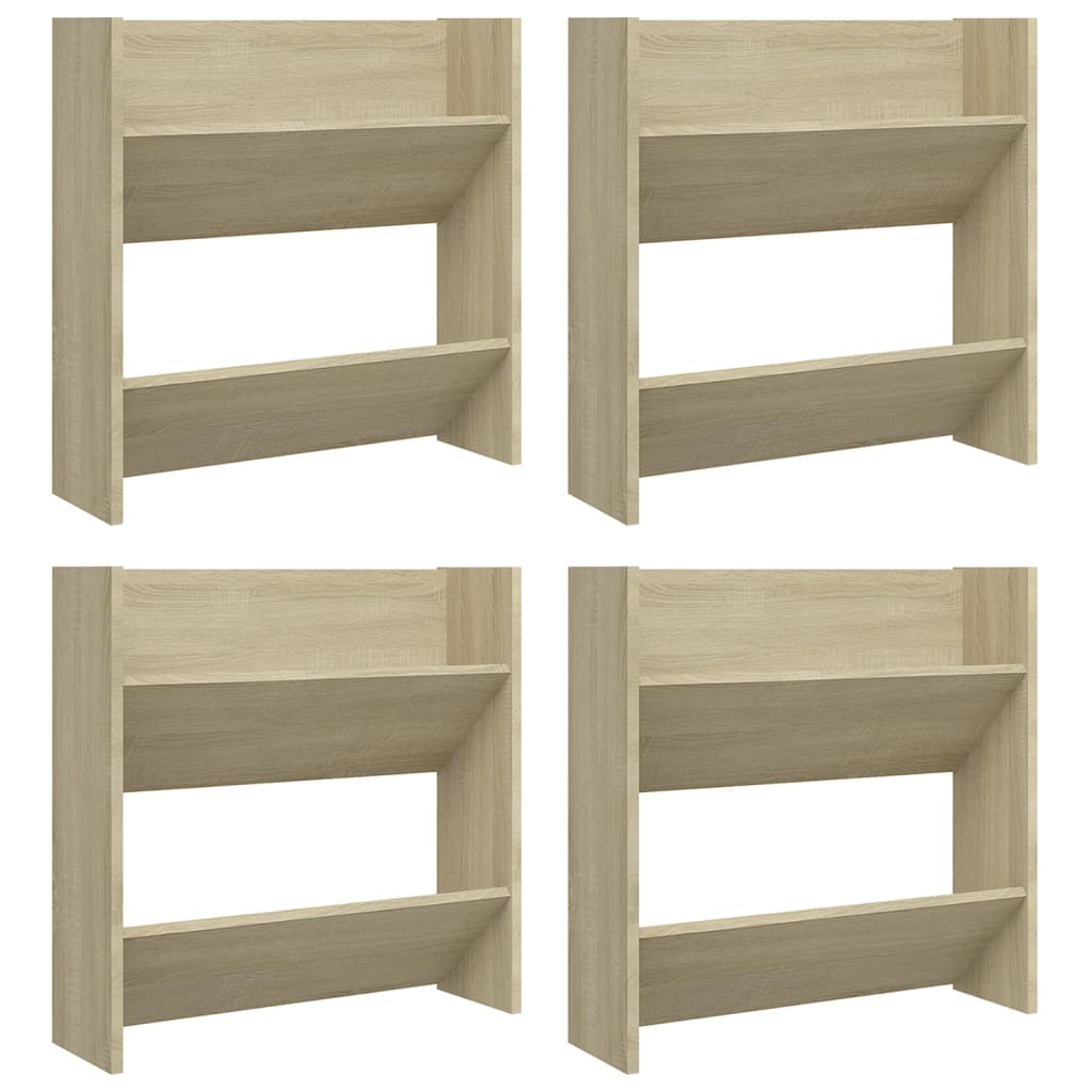 Wandschoenenkasten 4 st 60x18x60 cm bewerkt hout sonoma eiken - AllerleiShop