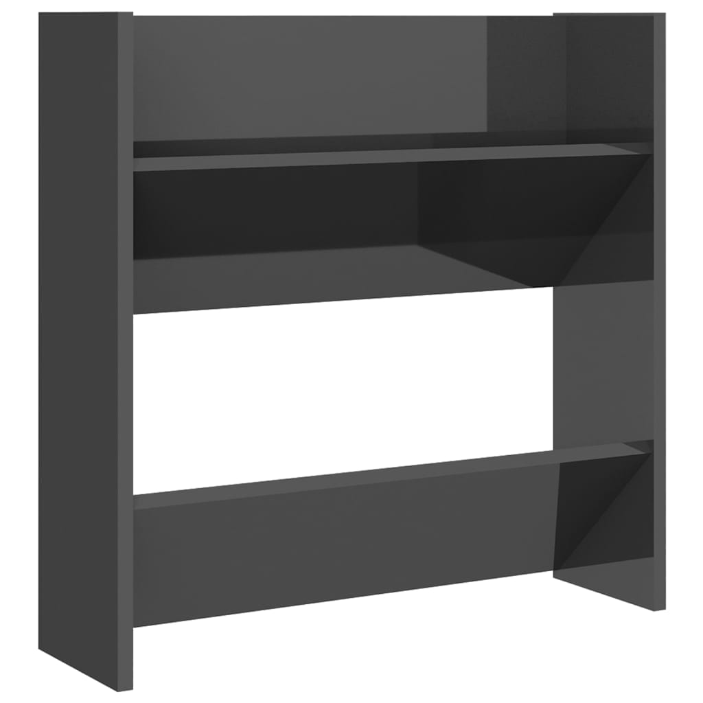 Wandschoenenkast 60x18x60 cm bewerkt hout hoogglans grijs - AllerleiShop