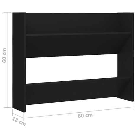 Wandschoenenkast 80x18x60 cm bewerkt hout zwart - AllerleiShop