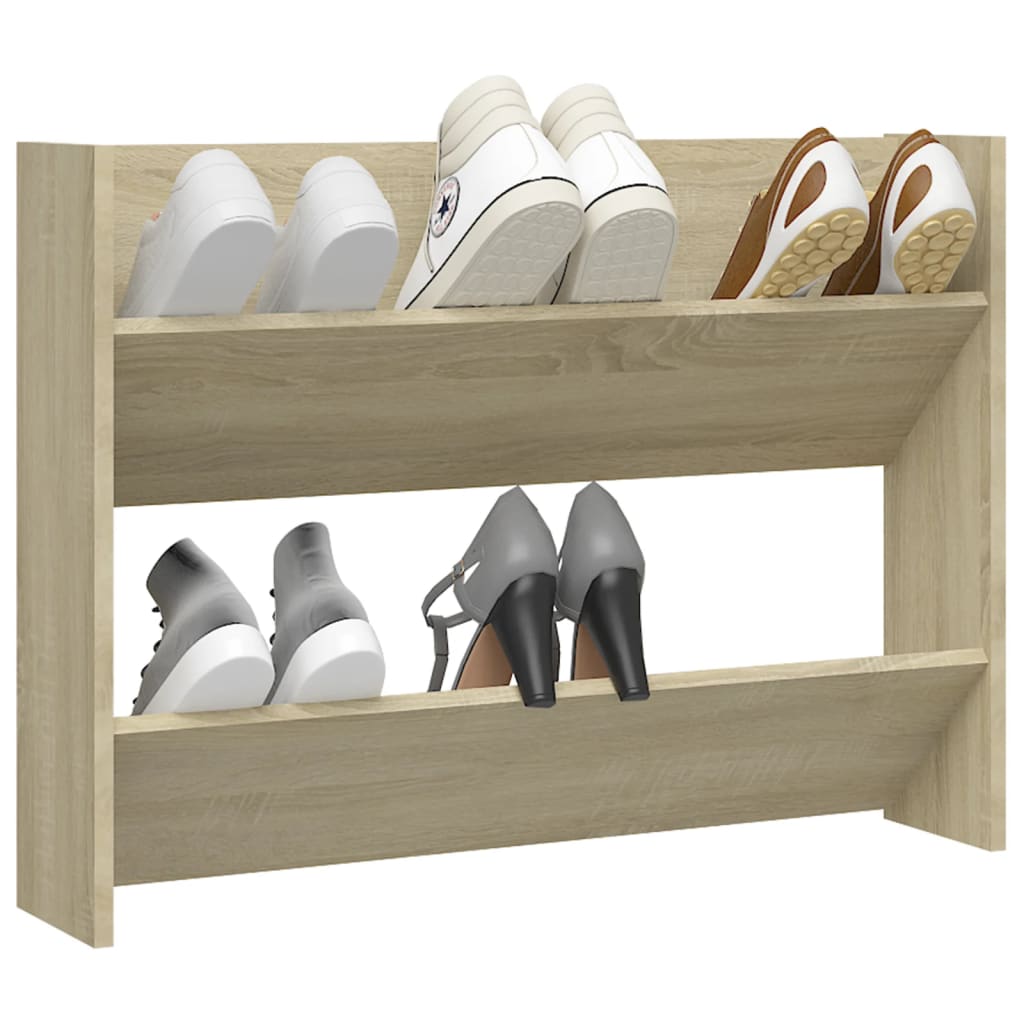 Wandschoenenkast 80x18x60 cm bewerkt hout sonoma eikenkleurig - AllerleiShop