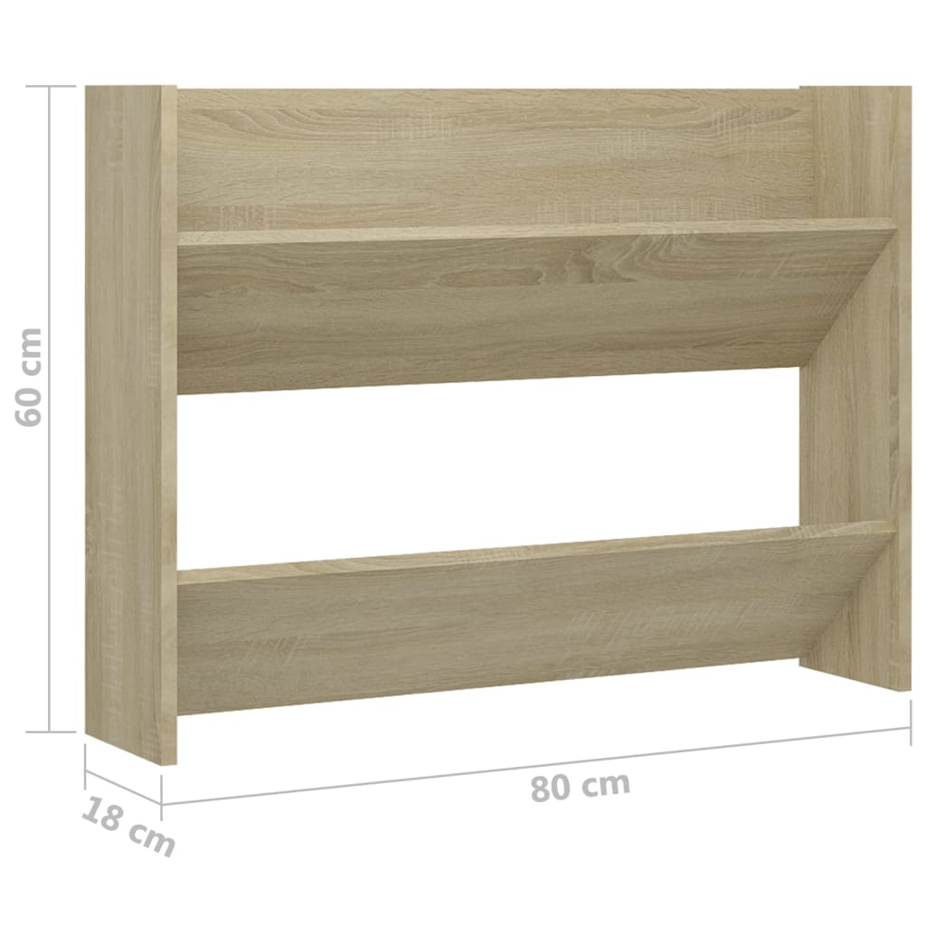 Wandschoenenkast 80x18x60 cm bewerkt hout sonoma eikenkleurig - AllerleiShop