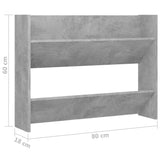 Wandschoenenkast 80x18x60 cm bewerkt hout betongrijs - AllerleiShop