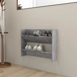 Wandschoenenkast 80x18x60 cm bewerkt hout betongrijs - AllerleiShop