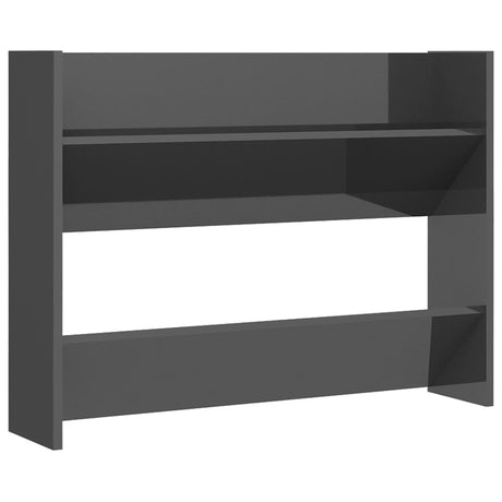 Wandschoenenkast 80x18x60 cm bewerkt hout hoogglans grijs - AllerleiShop