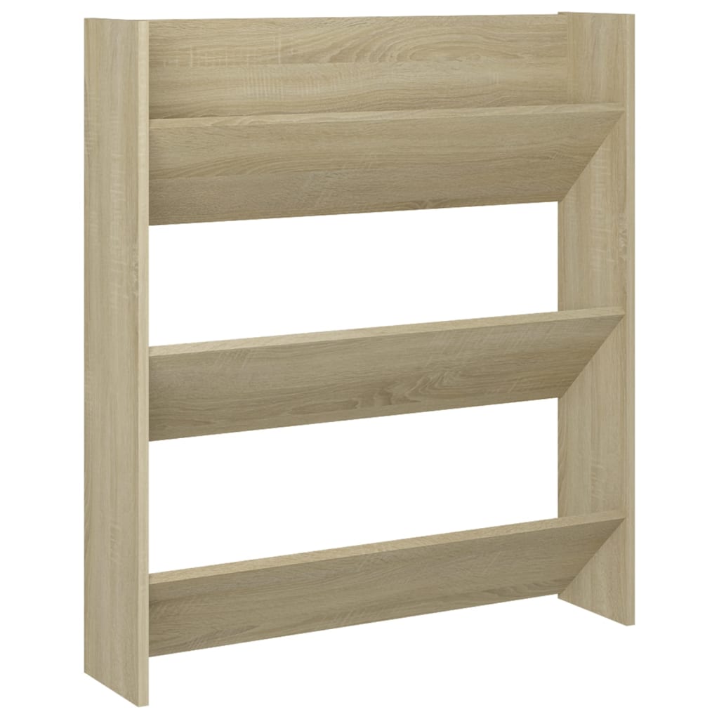 Wandschoenenkast 80x18x90 cm bewerkt hout sonoma eikenkleur - AllerleiShop