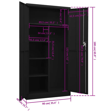 Lockerkast 90x40x180 cm staal zwart - AllerleiShop