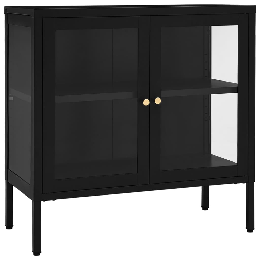 Dressoir 70x35x70 cm staal en glas zwart - AllerleiShop