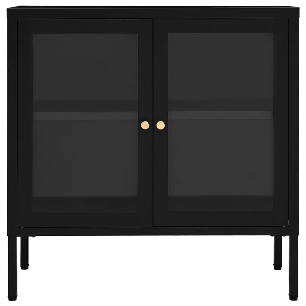 Dressoir 70x35x70 cm staal en glas zwart - AllerleiShop