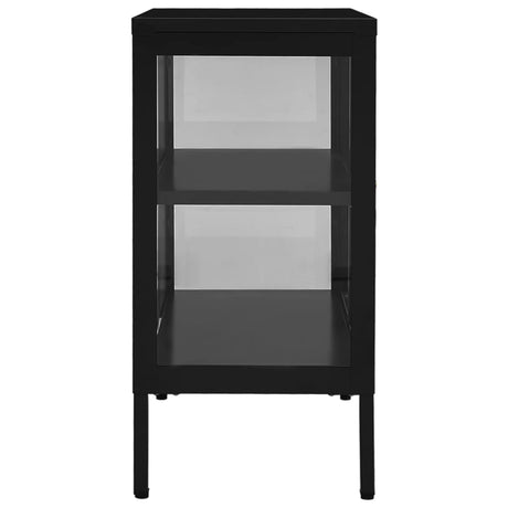 Dressoir 70x35x70 cm staal en glas zwart - AllerleiShop