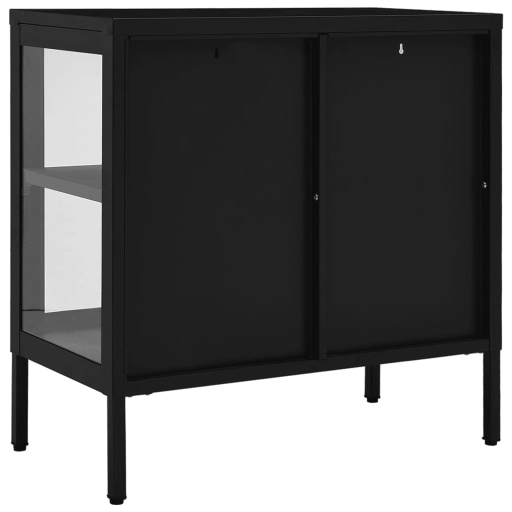 Dressoir 70x35x70 cm staal en glas zwart - AllerleiShop