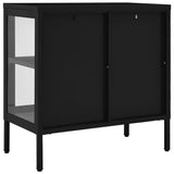 Dressoir 70x35x70 cm staal en glas zwart - AllerleiShop