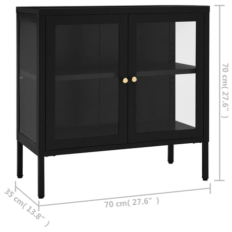 Dressoir 70x35x70 cm staal en glas zwart - AllerleiShop