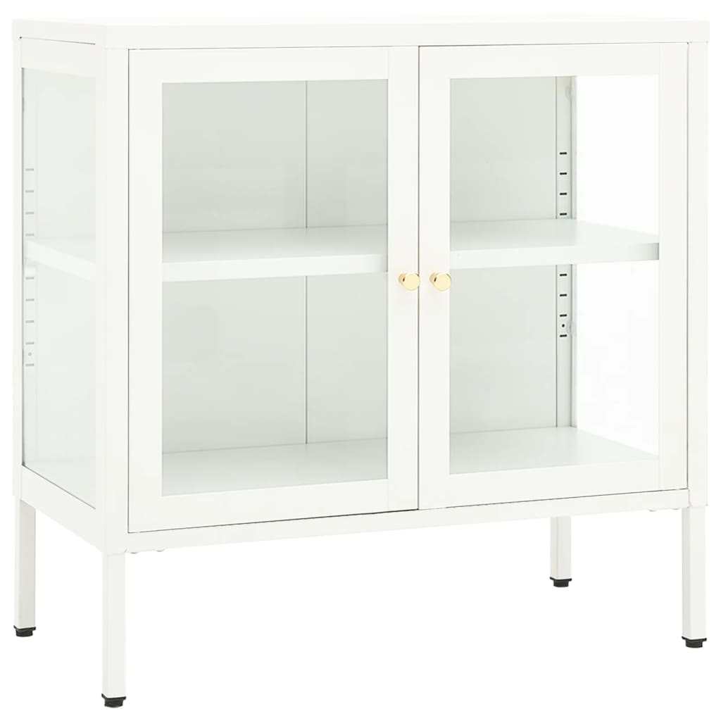 Dressoir 70x35x70 cm staal en glas wit - AllerleiShop