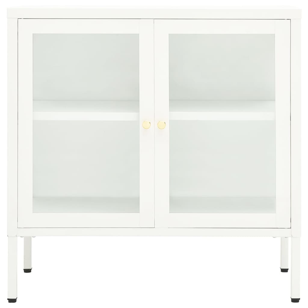 Dressoir 70x35x70 cm staal en glas wit - AllerleiShop