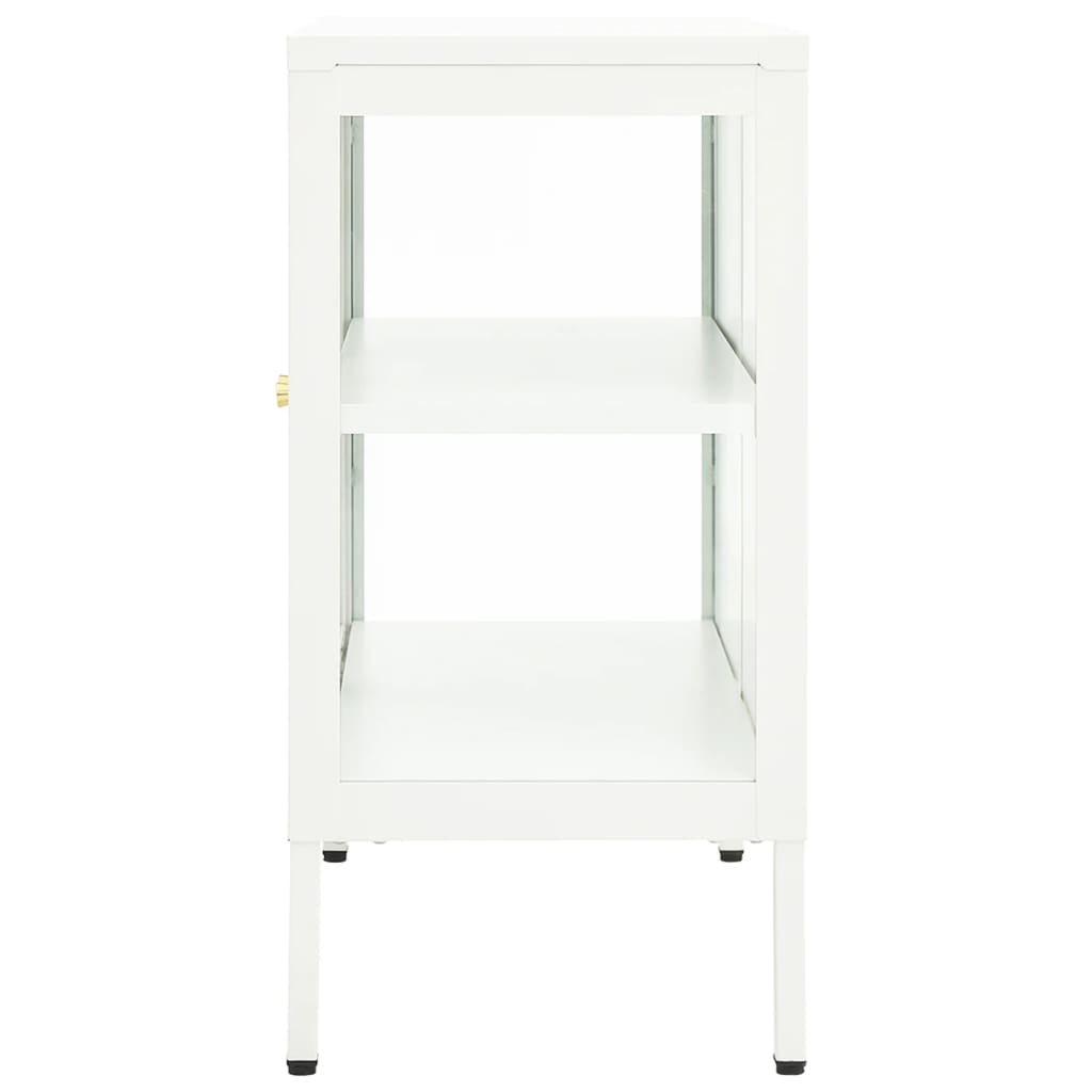 Dressoir 70x35x70 cm staal en glas wit - AllerleiShop