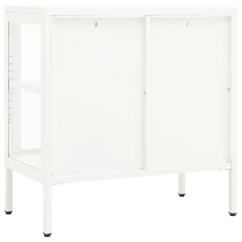 Dressoir 70x35x70 cm staal en glas wit - AllerleiShop