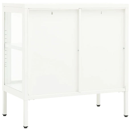 Dressoir 70x35x70 cm staal en glas wit - AllerleiShop