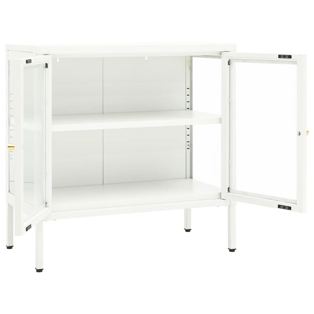 Dressoir 70x35x70 cm staal en glas wit - AllerleiShop