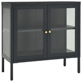 Dressoir 70x35x70 cm staal en glas antracietkleurig - AllerleiShop