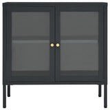 Dressoir 70x35x70 cm staal en glas antracietkleurig - AllerleiShop