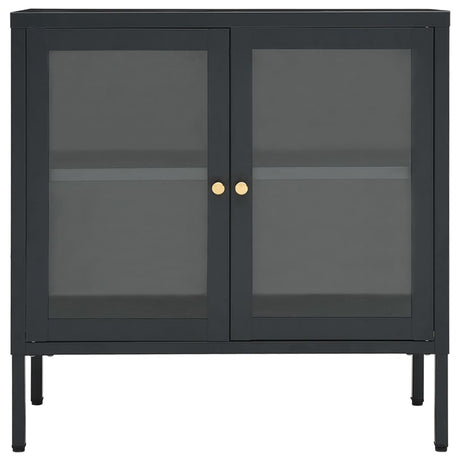 Dressoir 70x35x70 cm staal en glas antracietkleurig - AllerleiShop