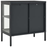 Dressoir 70x35x70 cm staal en glas antracietkleurig - AllerleiShop