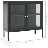 Dressoir 70x35x70 cm staal en glas antracietkleurig - AllerleiShop