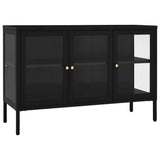 Dressoir 105x35x70 cm staal en glas zwart - AllerleiShop