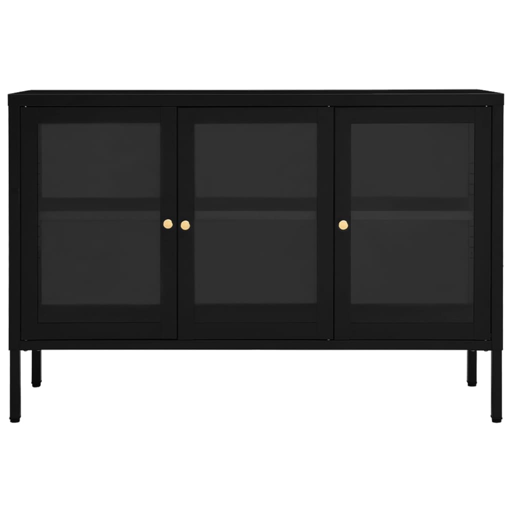 Dressoir 105x35x70 cm staal en glas zwart - AllerleiShop