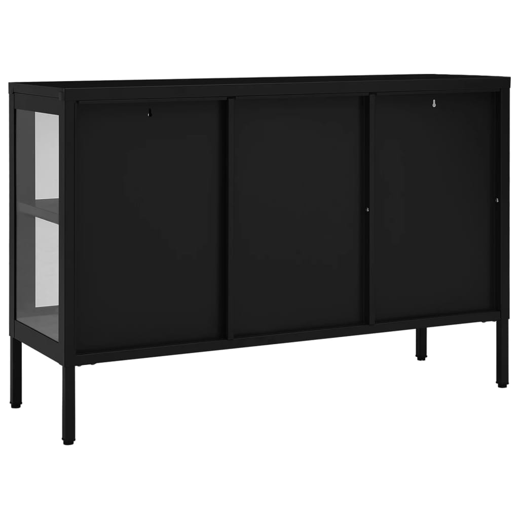 Dressoir 105x35x70 cm staal en glas zwart - AllerleiShop