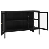 Dressoir 105x35x70 cm staal en glas zwart - AllerleiShop