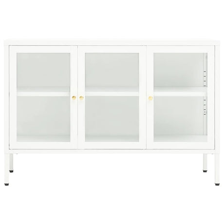 Dressoir 105x35x70 cm staal en glas wit - AllerleiShop