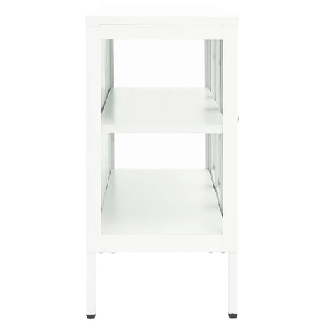 Dressoir 105x35x70 cm staal en glas wit - AllerleiShop