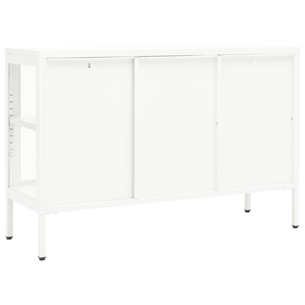 Dressoir 105x35x70 cm staal en glas wit - AllerleiShop