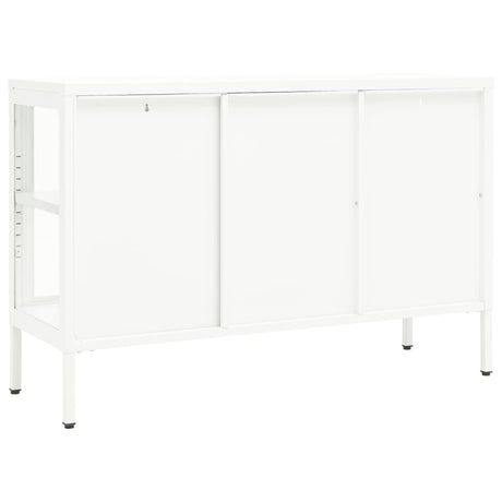 Dressoir 105x35x70 cm staal en glas wit - AllerleiShop