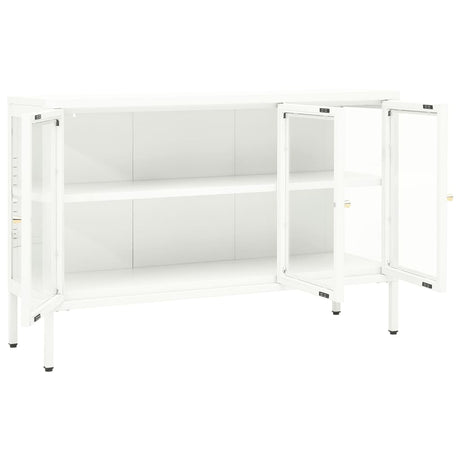 Dressoir 105x35x70 cm staal en glas wit - AllerleiShop