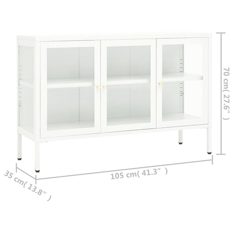 Dressoir 105x35x70 cm staal en glas wit - AllerleiShop