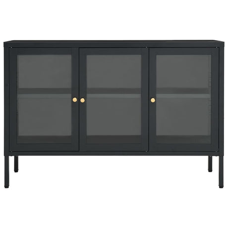 Dressoir 105x35x70 cm staal en glas antracietkleurig - AllerleiShop