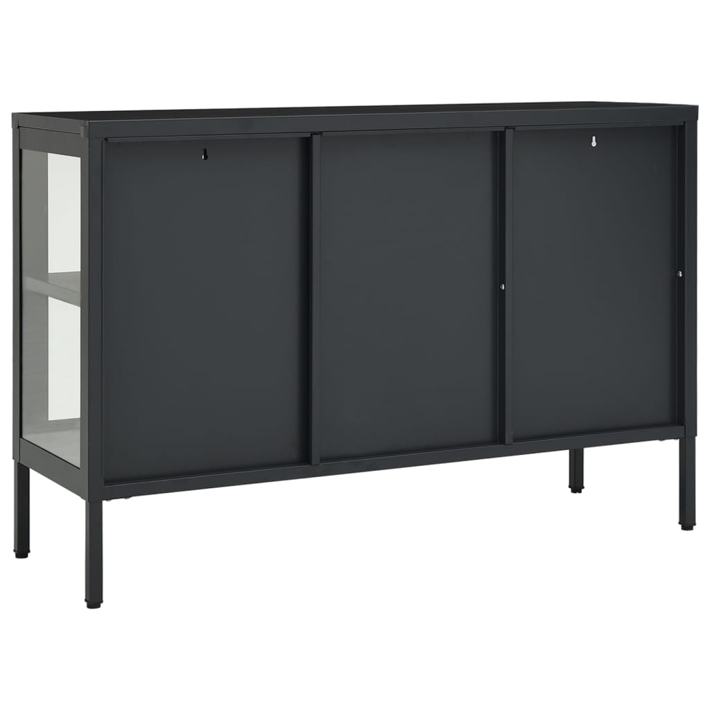 Dressoir 105x35x70 cm staal en glas antracietkleurig - AllerleiShop