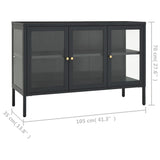 Dressoir 105x35x70 cm staal en glas antracietkleurig - AllerleiShop