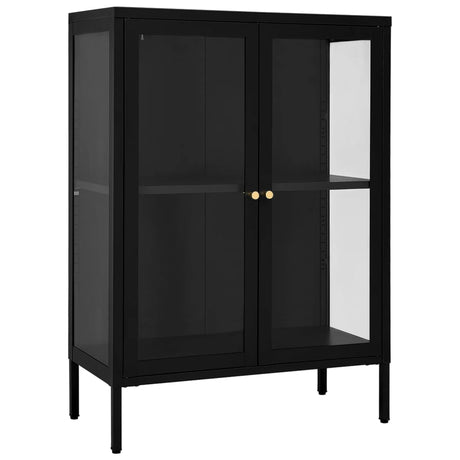 Dressoir 75x35x105 cm staal en glas zwart - AllerleiShop