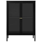 Dressoir 75x35x105 cm staal en glas zwart - AllerleiShop