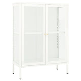 Dressoir 75x35x105 cm staal en glas wit - AllerleiShop