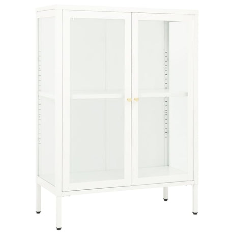 Dressoir 75x35x105 cm staal en glas wit - AllerleiShop