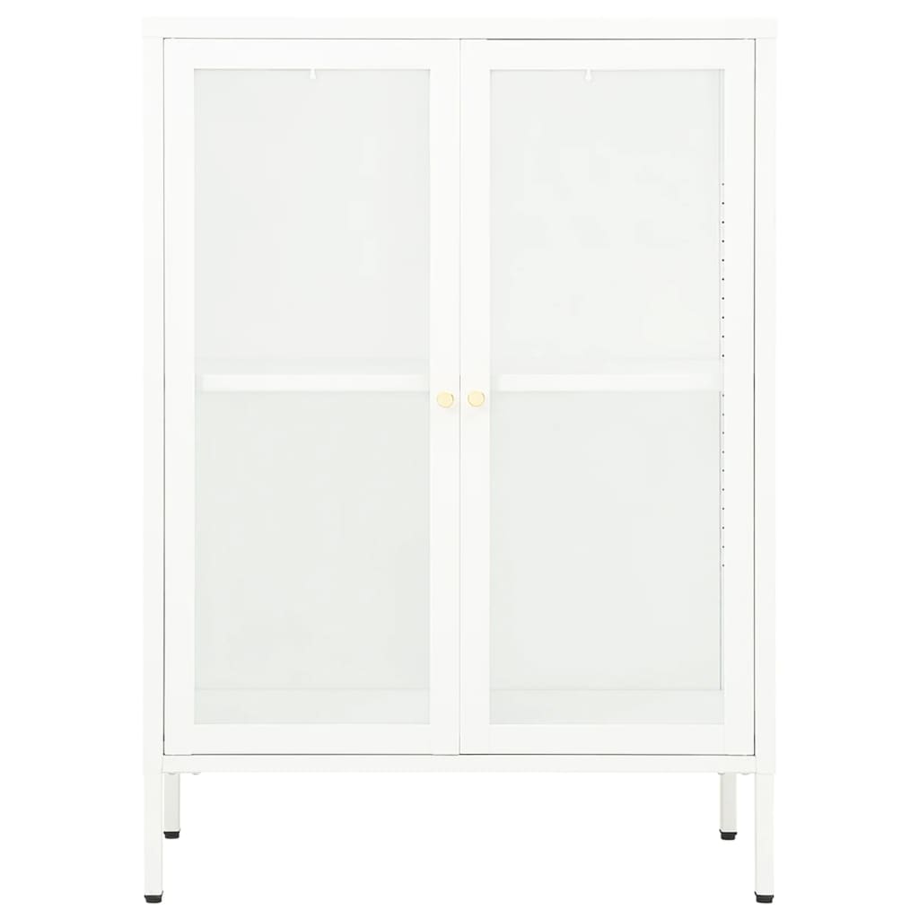 Dressoir 75x35x105 cm staal en glas wit - AllerleiShop