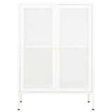 Dressoir 75x35x105 cm staal en glas wit - AllerleiShop