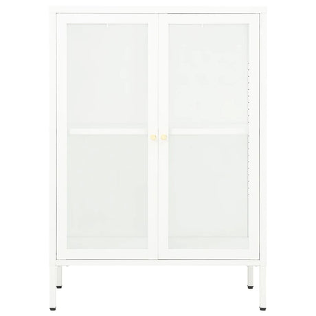 Dressoir 75x35x105 cm staal en glas wit - AllerleiShop