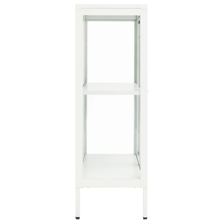 Dressoir 75x35x105 cm staal en glas wit - AllerleiShop